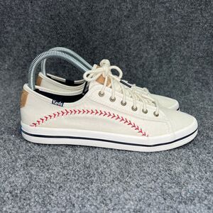 Keds Kickstart Pennant Sneakers Women's Size 8 Off White Baseball Stitched Shoes